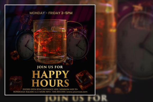 Dark Style Happy Hour Social Media Post