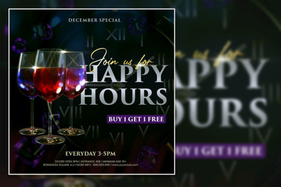 Dark Style Happy Hours: Bold Social Media Graphics