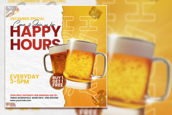 Modern Happy Hours Social Media Post Design